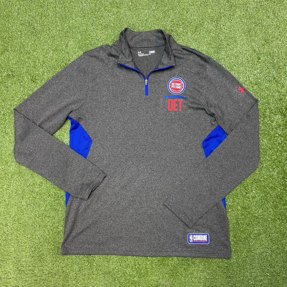 Under Armour Mens Detroit Pistons NBA Combine 1/4 Zip Lightweight Size Large - Picture 1 of 7